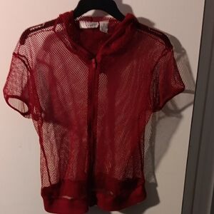 Vibrant Red Mesh Hoodie